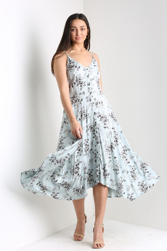 BUTTON FRONT MID LENGTH DRESS