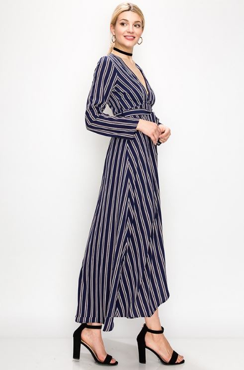 STRIPE WRAP DRESS