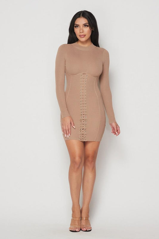 MOCK NECK LONG SLEEVE DRESS