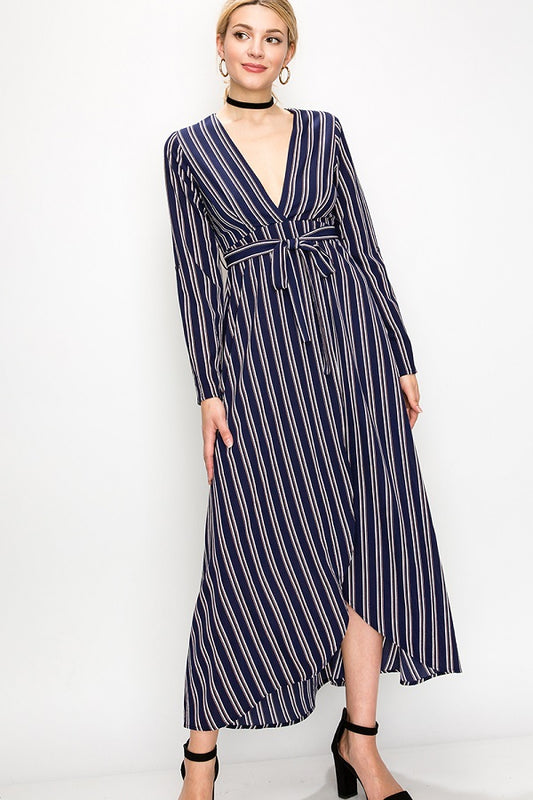 STRIPE WRAP DRESS